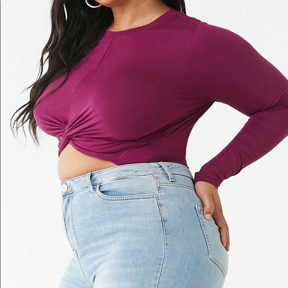 🦄 NWT Forever 21 Purple Bodysuit, XL F21 Size 0X with Mid Section Cut Out
